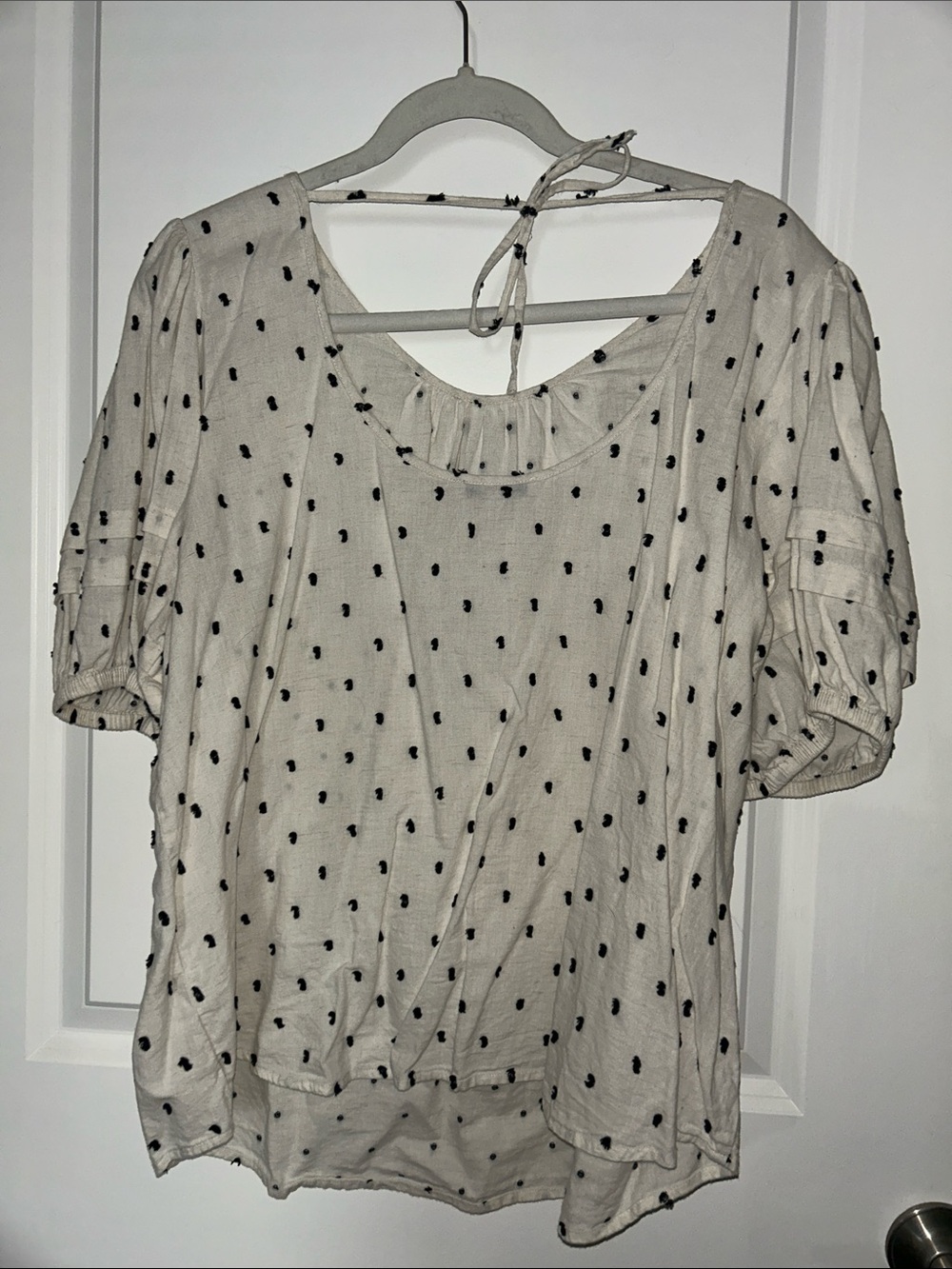 Madewell Cream Puff-Sleeve Printed Women's Top, Size XL - Picture 4 of 4